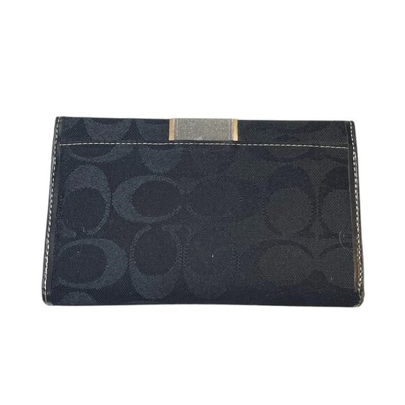 Coach Black Signature Canvas Continental Wallet Trifold Snap Vintage - Picture 3 of 6